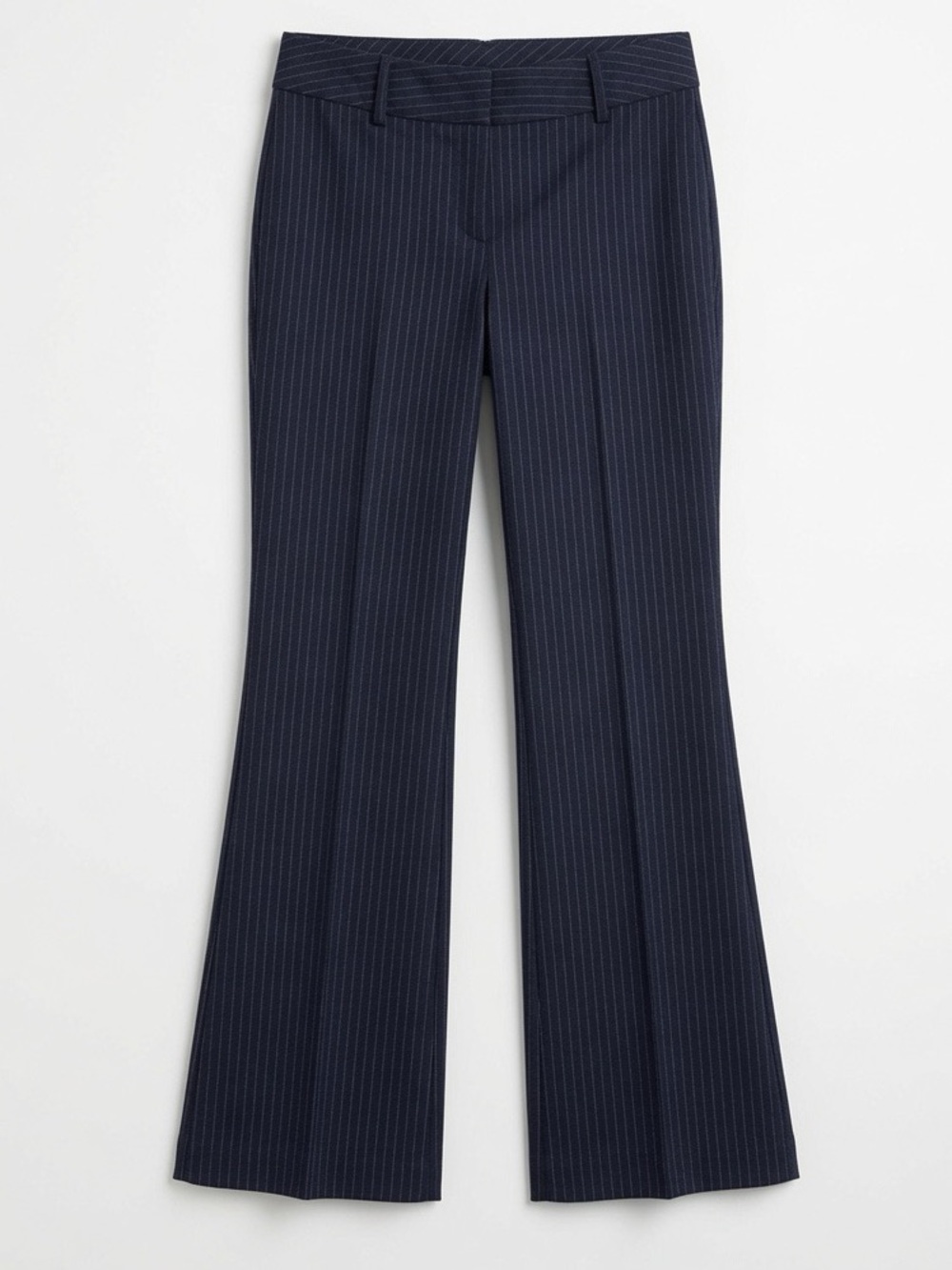 Vintage Navy pinstripe mid rise fit & flare trousers